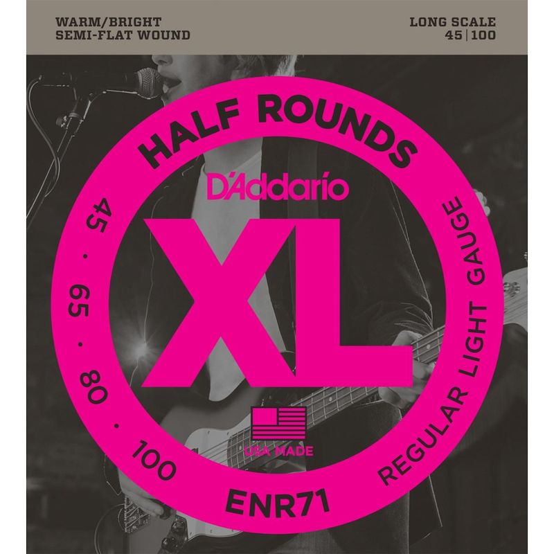 D'Addario ENR71 Half Rounds Basstrenger, halvslipte