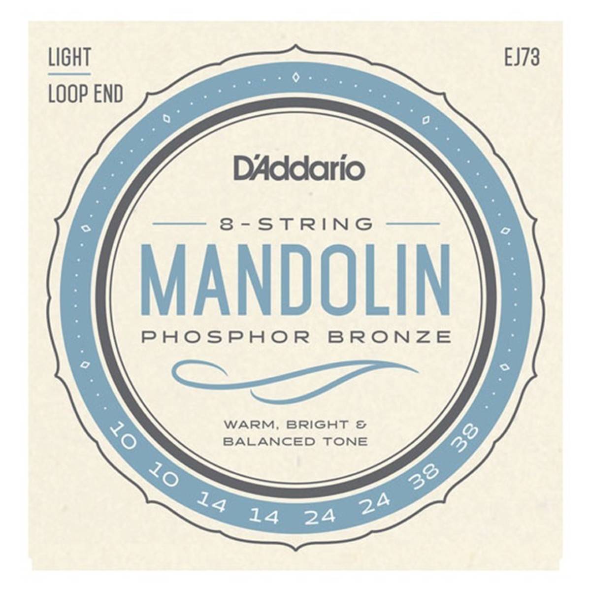 D'Addario EJ73 Mandolin Strings, Phosphor Bronze, Light 10-38