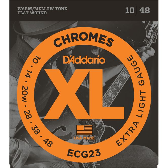 Hovedbilde D'Addario ECG23 Chromes Flat Wound Elgitarstrenger, 010-048