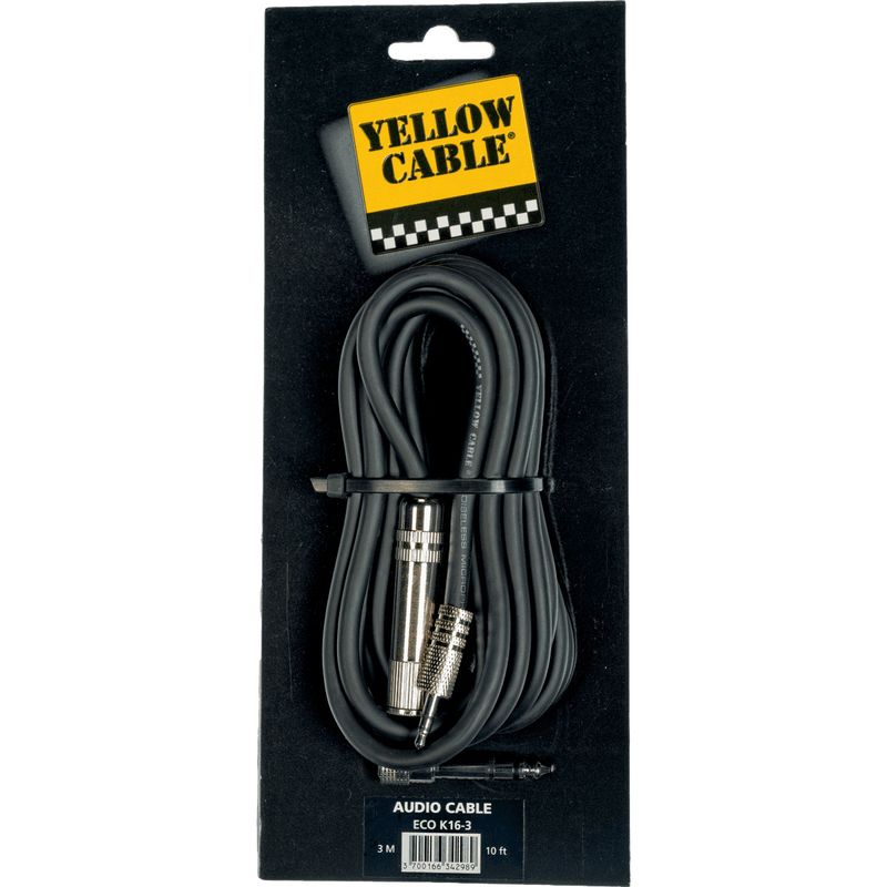 Yellow Cable K16-3, Jack stereo hunn til minijack stereo hann-kabel 3m