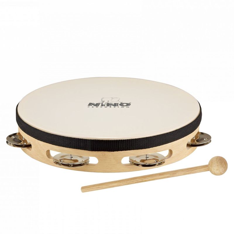 Meinl NINO47 Tamburin av tre med syntetisk skinn og kølle 8