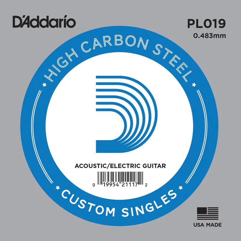 D'addario PL019 Enkeltstreng elgitar/akustisk gitar Plain Steel 019