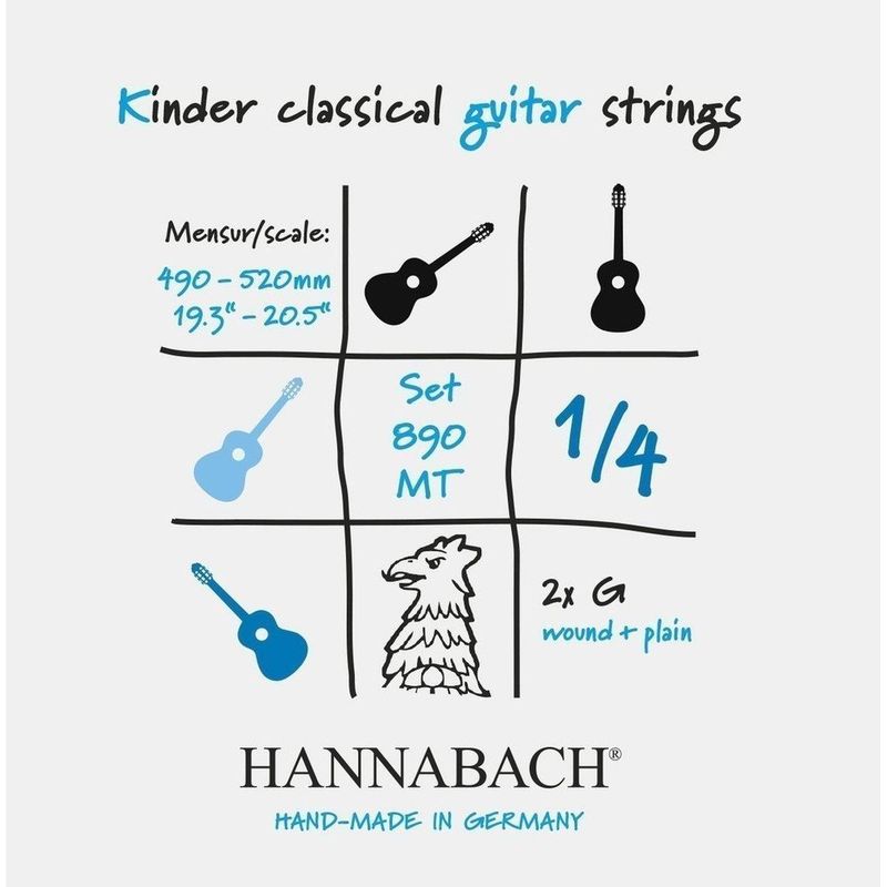 Hannabach 890 Strengesett barnegitar 1/4 (49-52 cm)