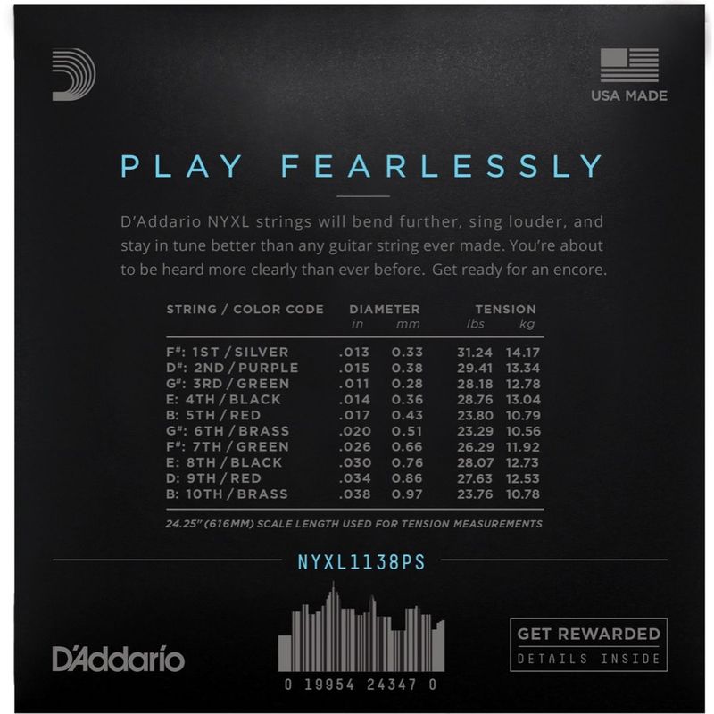 D'addario NYXL1138PS Pedal Steel-strenger E9, 11-38