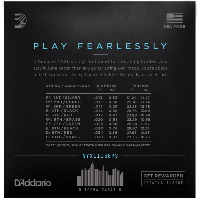 D'addario NYXL1138PS Pedal Steel-strenger E9, 11-38