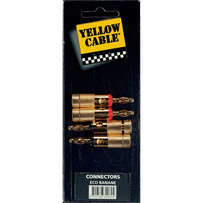 Yellow Cable BANANE Bananplugger, sett med 2x2
