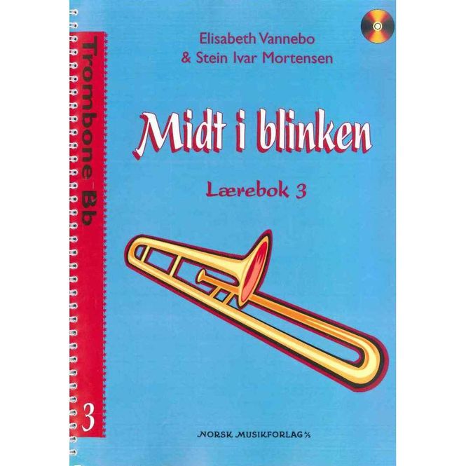 Hovedbilde Midt i blinken Lærebok 3 Trombone Bb (G-nøkkel)