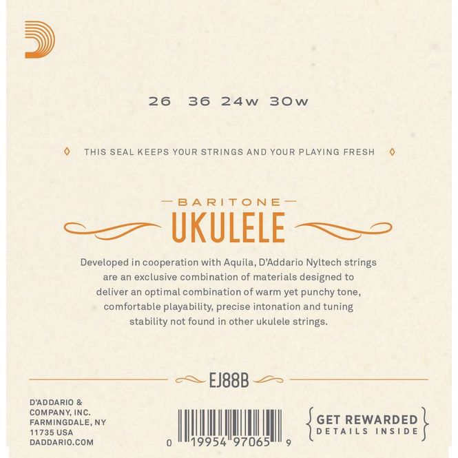 Hovedbilde D'Addario EJ88B Ukulele-strenger Bariton, Nyltech