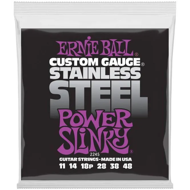 Hovedbilde Ernie Ball 2245 Stainless Steel Power Slinky 11-48 elgitarstr.