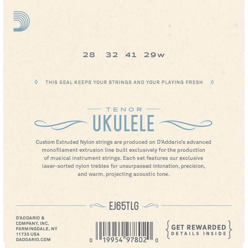 D'Addario EJ65TLG Ukulele-strenger Tenor-ukulele, Lav G